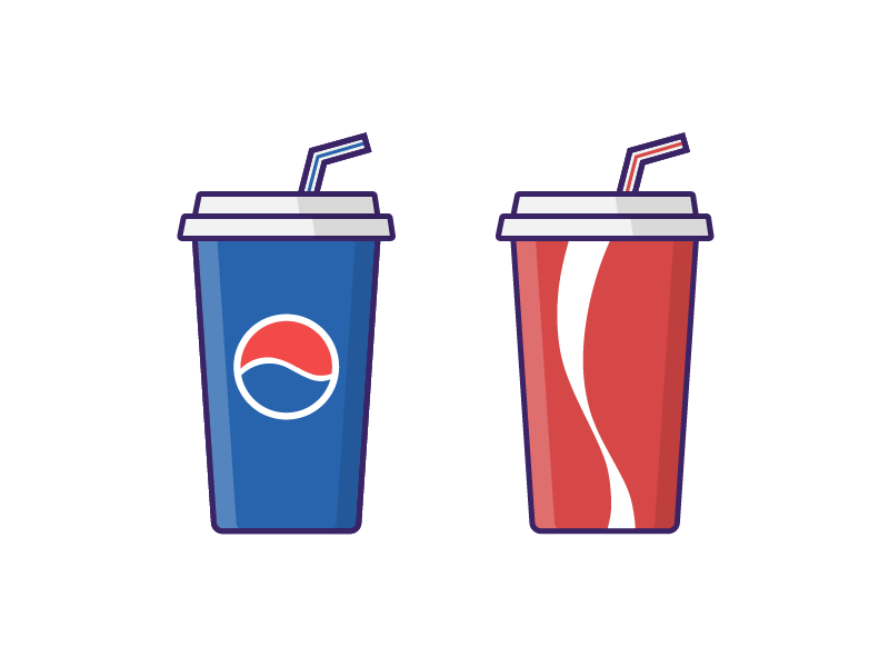  Pepsi and Coke icons on two soda cups